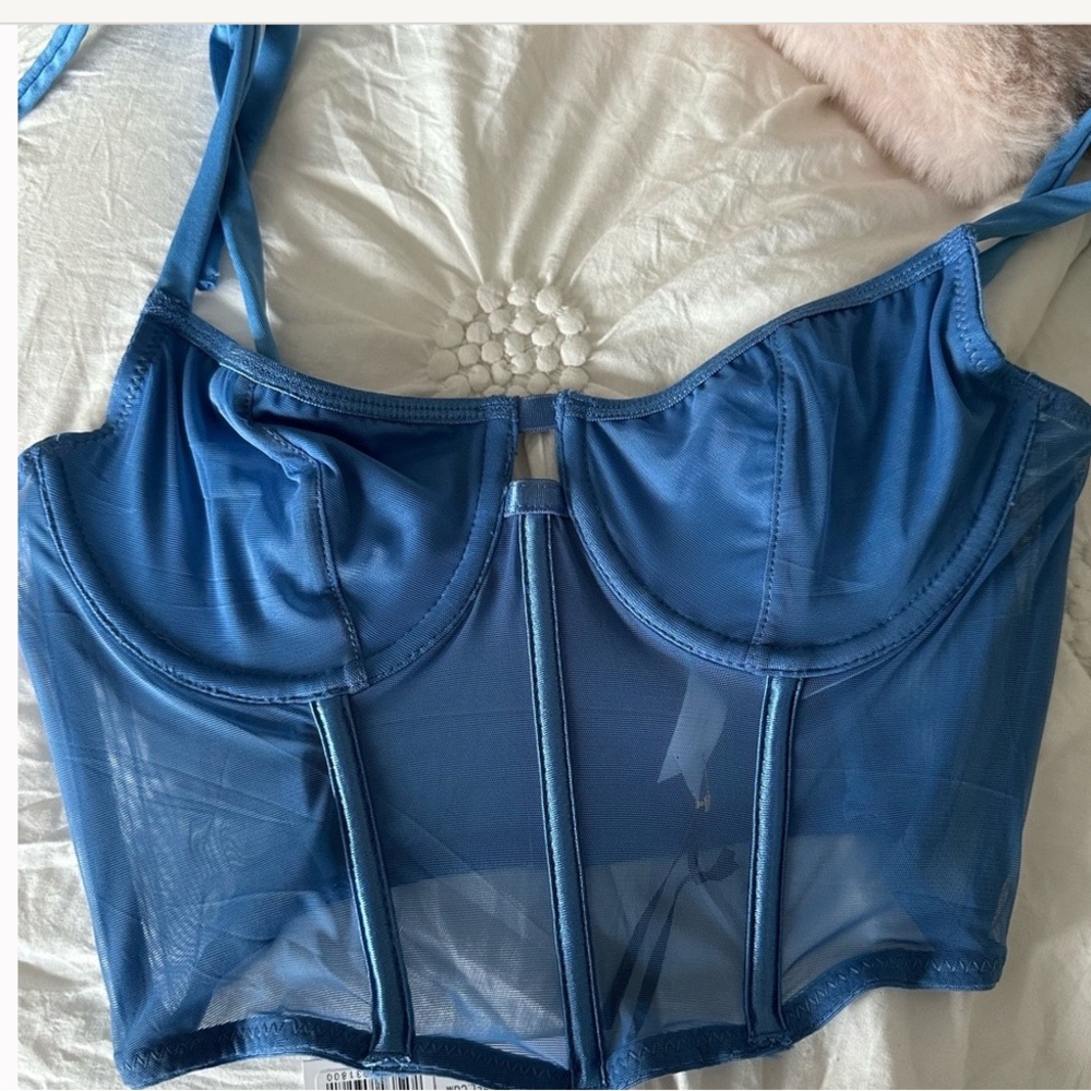 Blue Mesh Corset Top
